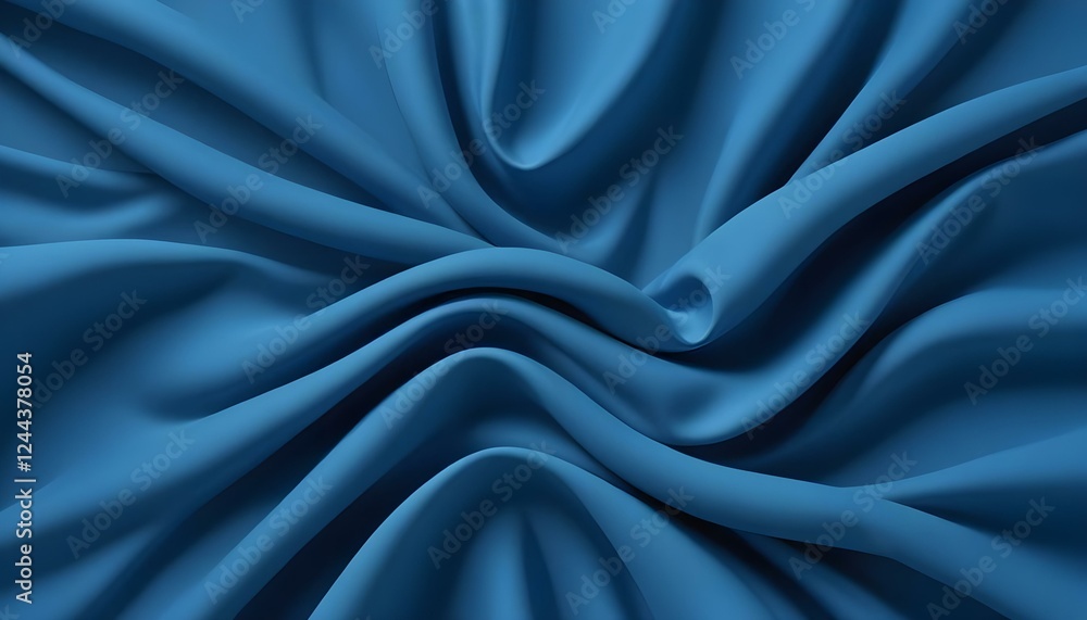 Obraz premium Una tela suave y fluida en un color azul vibrante, con curvas y pliegues suaves que crean una sensación de profundidad y textura sobre un fondo azul sólido