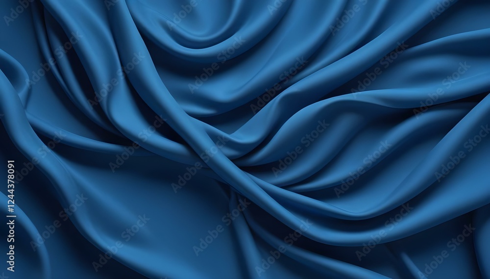 Obraz premium Una tela suave y fluida en un color azul vibrante, con curvas y pliegues suaves que crean una sensación de profundidad y textura sobre un fondo azul sólido