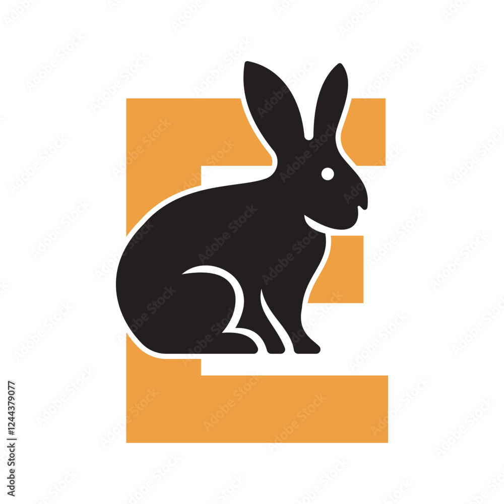 Obraz premium Initial Rabbit Logo Combine With Letter E Vector Template
