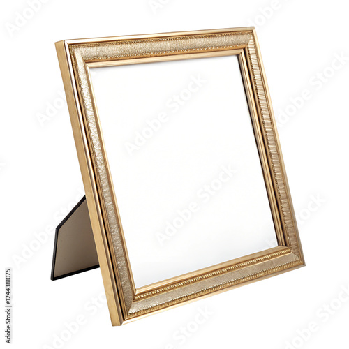 Ornate gold frame with a blank space for a picture. Isolated on a transparent background, PNG. Generative Ai.