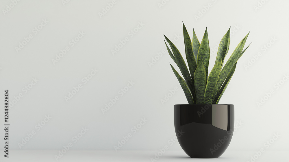 snake plant in a black pot isolated on white background snake plant in a black pot isolated on white background