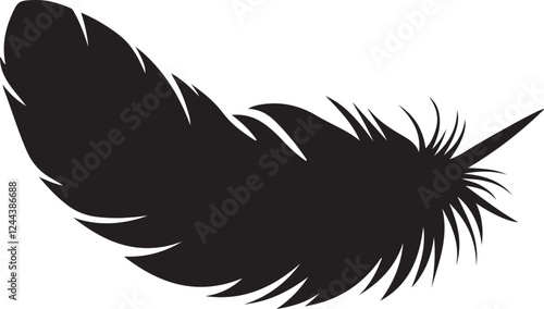 Feather silhouette. Bird feather icon. Platelet.
