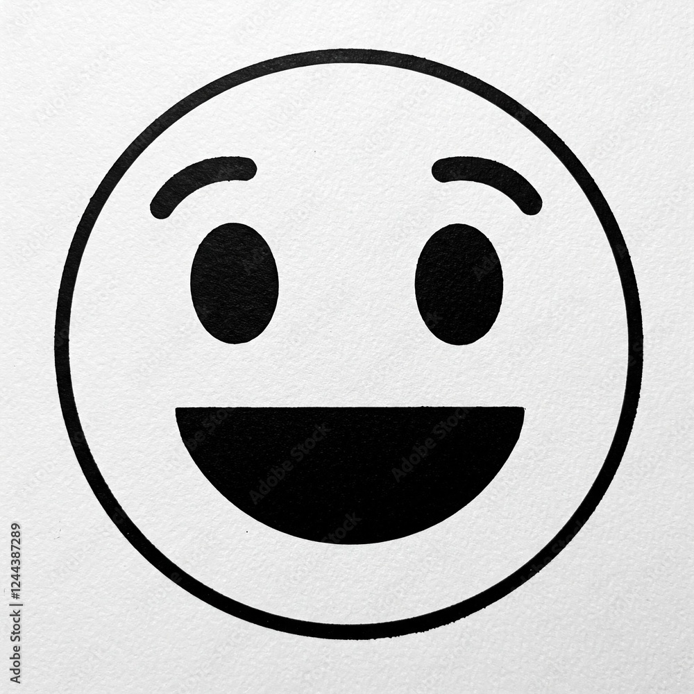 Fototapeta premium smiley face icon emoji black and white