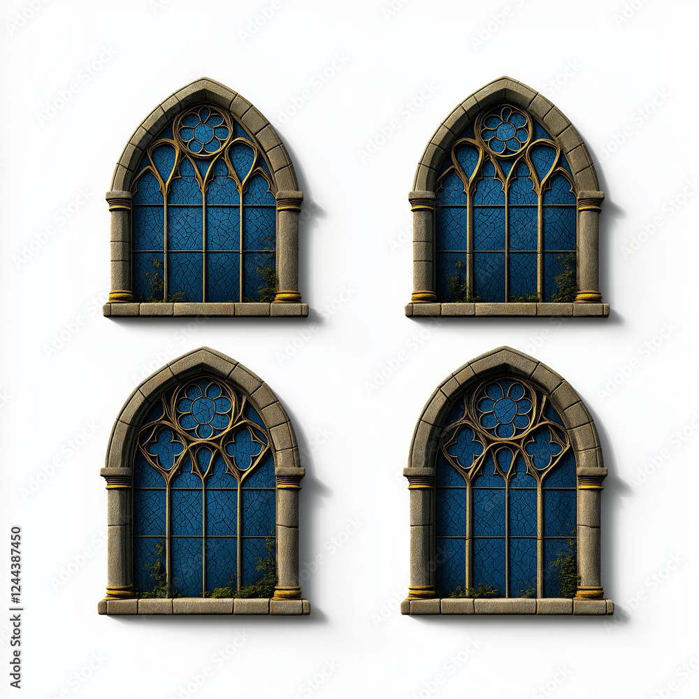 Obraz premium Elegante florale Fensterdesigns in dunkler Farbpalette