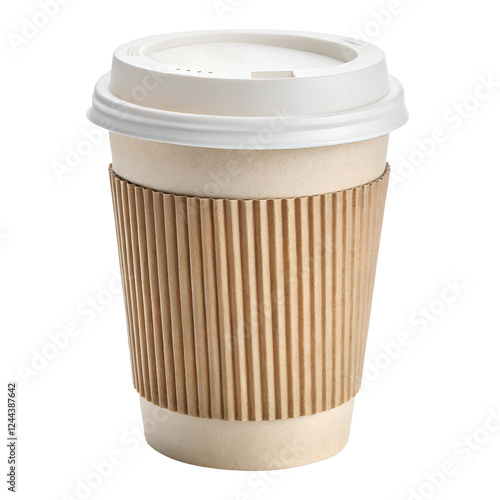 Wallpaper Mural A disposable coffee cup with a cardboard sleeve. Isolated on a transparent background, PNG. Torontodigital.ca