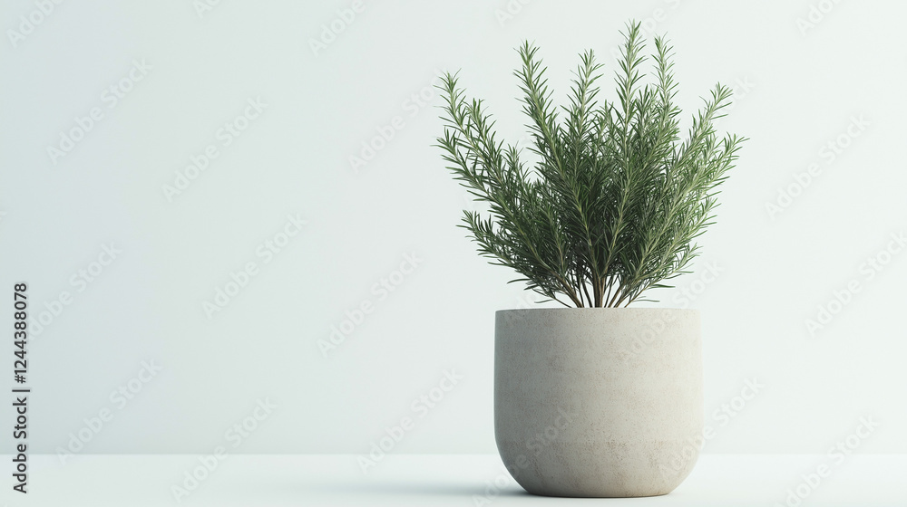 Fototapeta premium rosemary plant In a pot isolated on white background