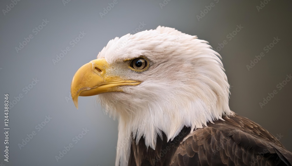 Majestic American Bald Eagle in Flight over Frozen Lake, Showcasing Incredible Detail and Powerful Grace with Crisp White Feathers Contrasting Starkly against the Icy Blue Background. Majestic American Bald Eagle in Flight over Frozen Lake, Showcasing Incredible Detail and Powerful Grace with Crisp White Feathers Contrasting Starkly against the Icy Blue Background.