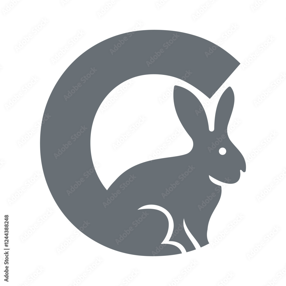 Initial Rabbit Logo Combine With Letter C Vector Template Initial Rabbit Logo Combine With Letter C Vector Template