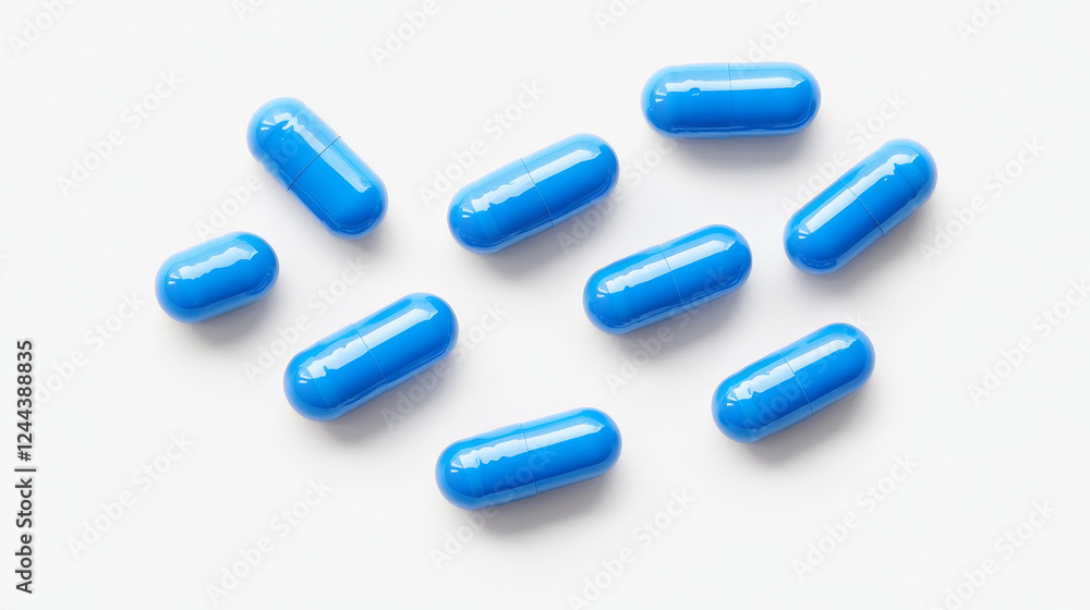 Realistic blue pills pack isolated on white background Realistic blue pills pack isolated on white background