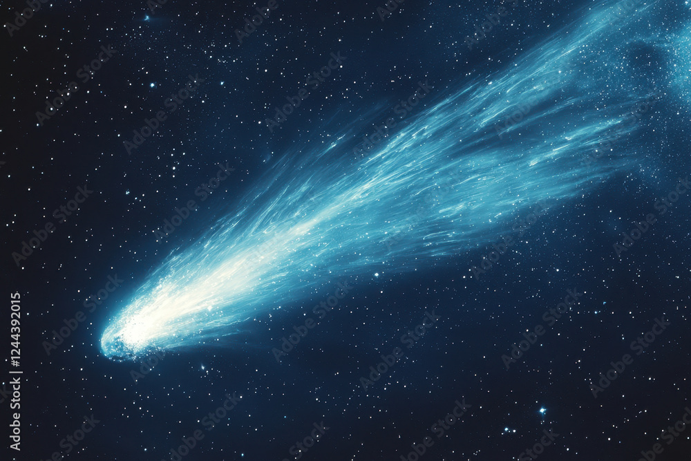 Fototapeta premium A high-speed icy comet shooting through outer space with a vibrant tail