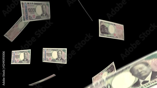 舞い落ちる日本の新一万円札