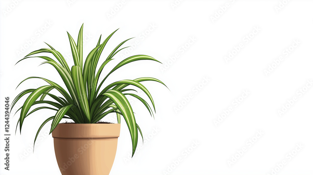 Fototapeta premium spider plants in the pot , isolated on white background