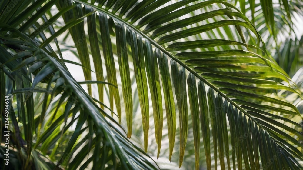 a vibrant green palm branch against a soft, blurred background a vibrant green palm branch against a soft, blurred background