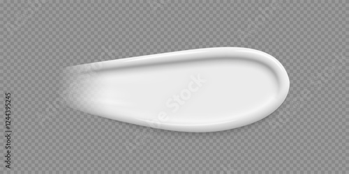 White cream swatch. Stroke of cosmetic product, creme, toothpaste, foundation, scrub, cleanser, liquid soap. Beauty industry. Realistic vector Illustration.