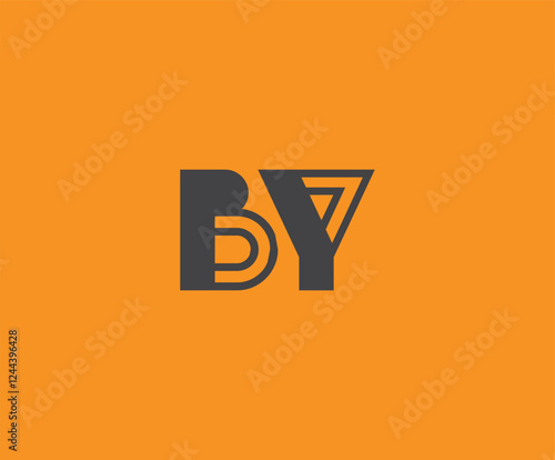 Bold black lettering 'BY' with geometric elements on a vivid orange background, ideal for branding, design, or modern creative projects.