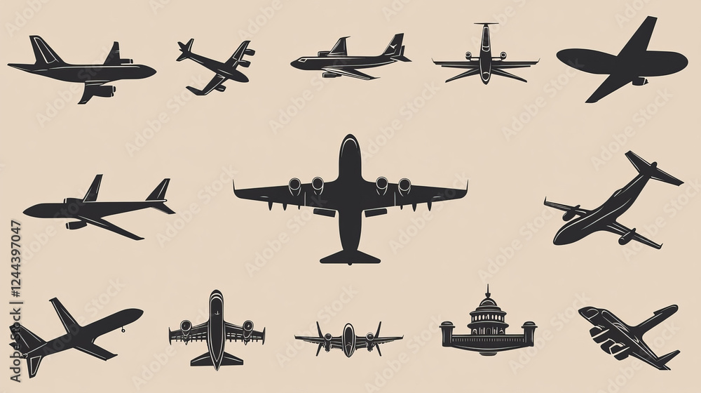 Aviation and travel symbols for design - for emblems or logo template. Jpeg version also available Aviation and travel symbols for design - for emblems or logo template. Jpeg version also available