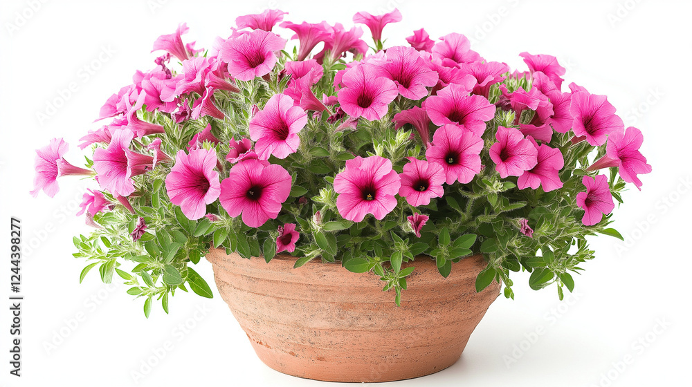 Fototapeta premium petunia plants in pot isolated on white background , pink , purple flowers