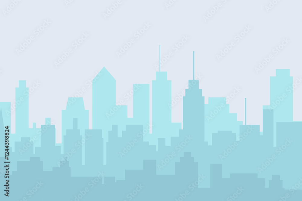 Fototapeta premium City skyline vector illustration. Urban landscape cityscape in flat style. City silhouette. Cityscape backgrounds. Daytime city skyline.