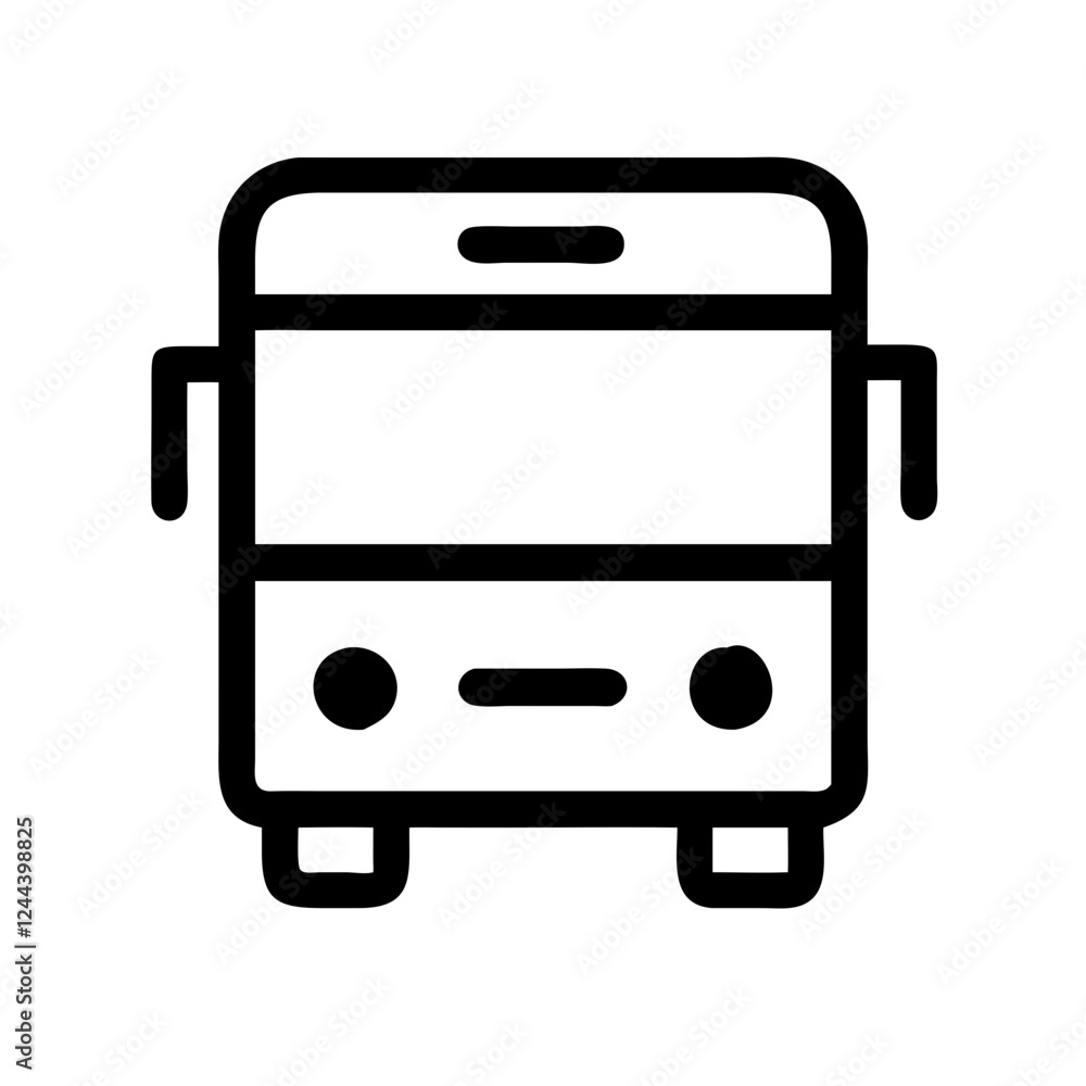 Bus icon front view, simple design, black and white, transport symbol Bus icon front view, simple design, black and white, transport symbol