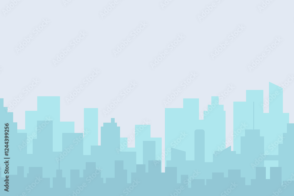 Fototapeta premium City skyline vector illustration. Landscape in flat style. City silhouette. Cityscape backgrounds. Daytime city skyline.
