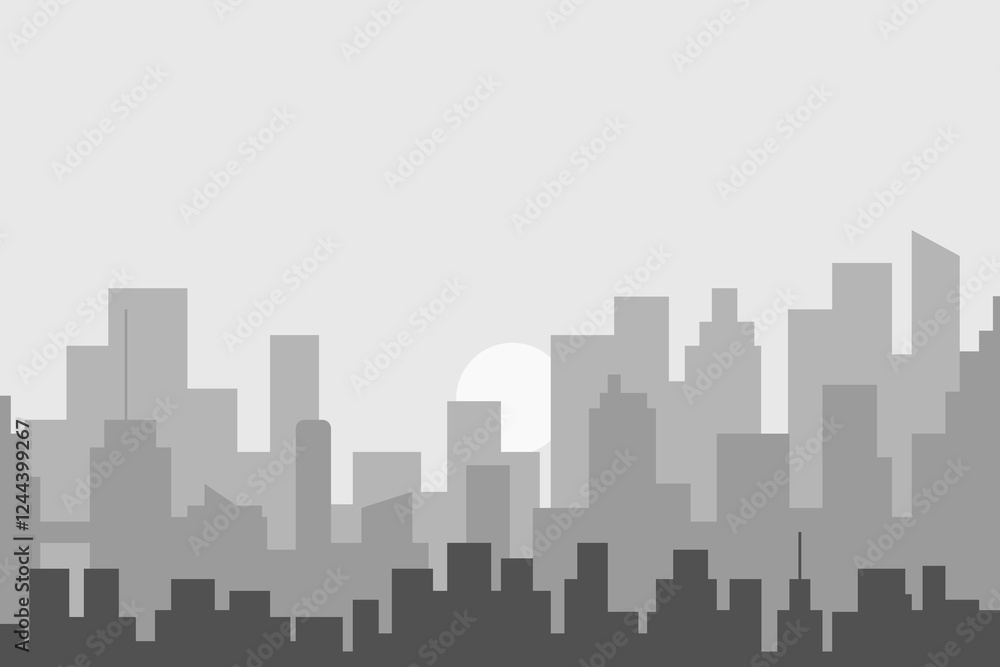 Fototapeta premium City skyline vector illustration. Urban landscape cityscape in flat style. City silhouette. Cityscape backgrounds. Daytime city skyline.