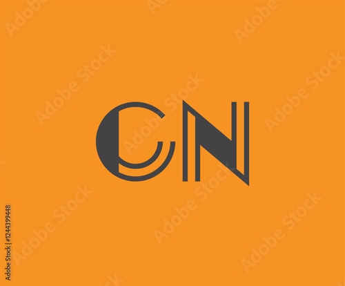 Bold black lettering 'CN' with geometric elements on a vivid orange background, ideal for branding, design, or modern creative projects.