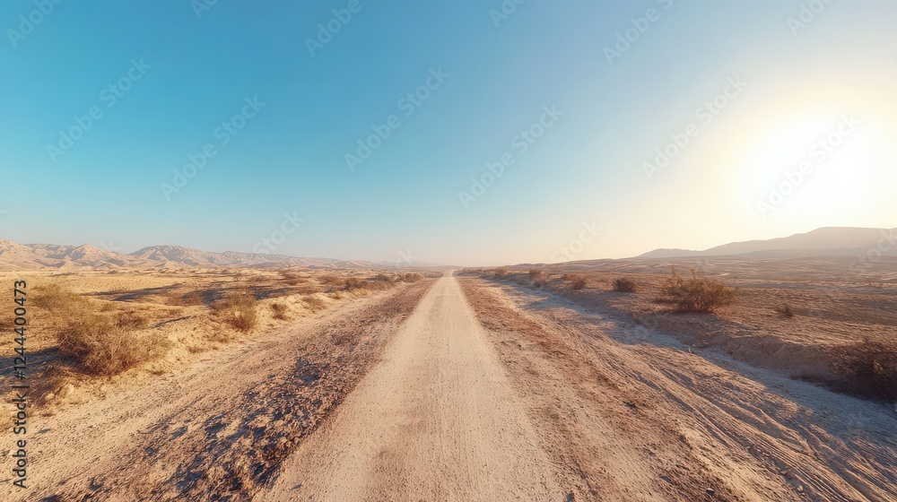 Desert Road Leading Towards Distant Mountains Desert Road Leading Towards Distant Mountains