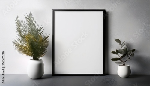 Clean Modern A4 Landscape Achievement Certificate or Poster Mockup in Wall Frame