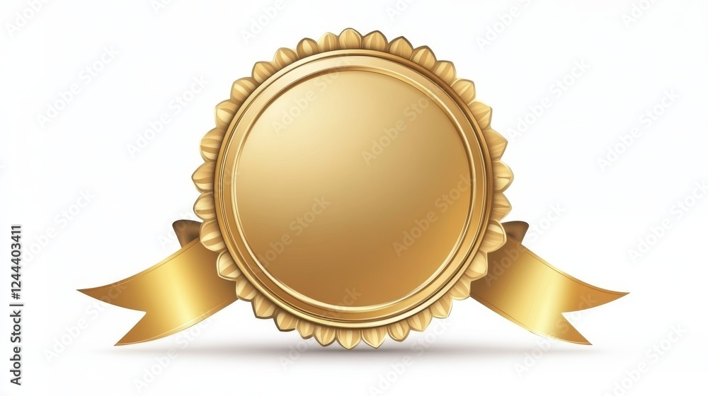 Golden award badge with ribbon on a white background Golden award badge with ribbon on a white background