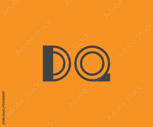 Free Download Bold black lettering 'DQ' with geometric elements on a vivid orange background, ideal for branding, design, or modern creative projects. - GFXLoad