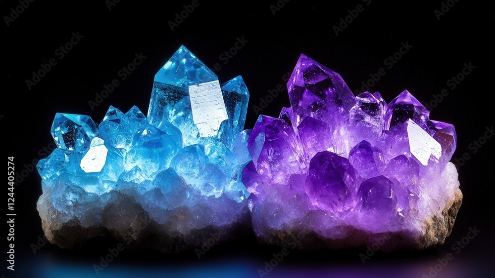 Stunning Amethyst and Blue Crystal Cluster Display Stunning Amethyst and Blue Crystal Cluster Display