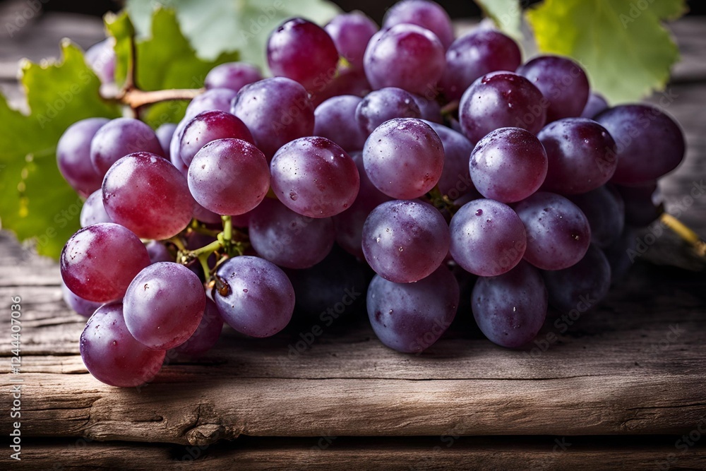 Fresh purple grapes on wood table Fresh purple grapes on wood table