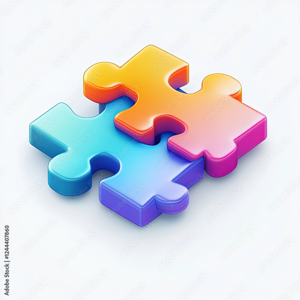 Colorful puzzle pieces fitting together on a light background Colorful puzzle pieces fitting together on a light background