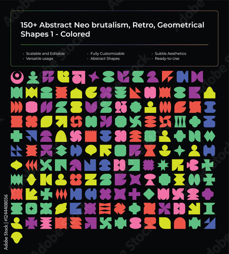 Abstract Neo-Brutalism Retro Geometric Shapes Collection in Vibrant Colors for Modern Projects