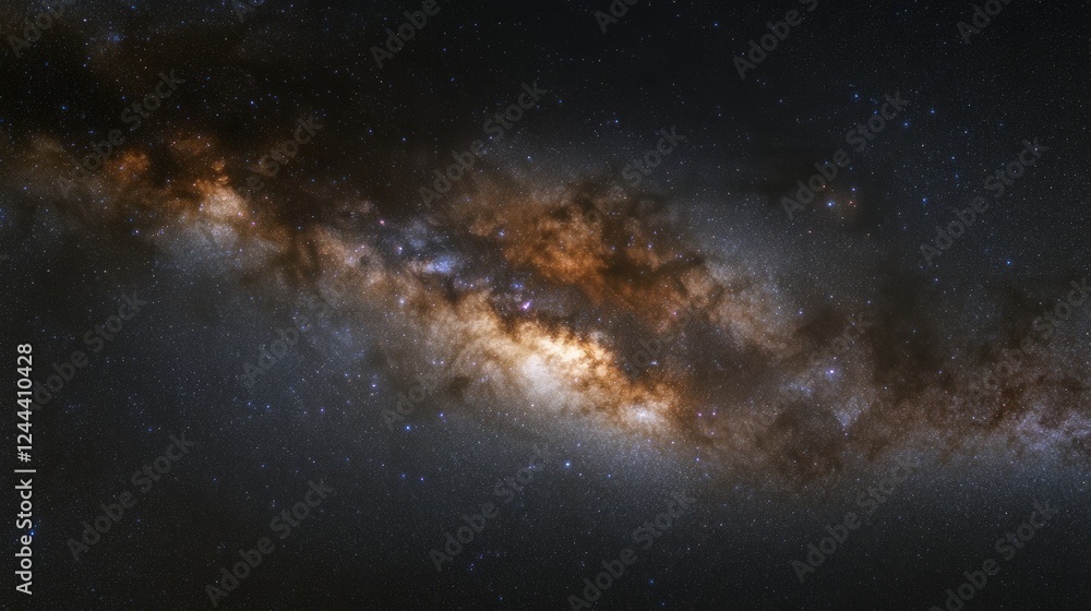 Fototapeta premium Stunning Galactic View of Colorful Spiral Galaxy in Deep Space