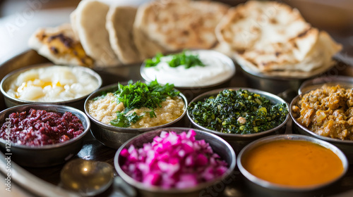 Jewish food restaurant meals banners. Lentil soup, radish honey salad and chicken liver pate, chicken kneidlach and sorrel soup with egg, gefilte fish, cholent and baked fish with prunes vector photo