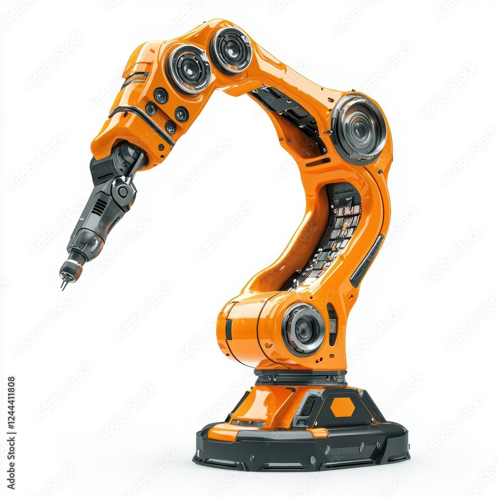 robotic arm holding a futuristic tool, isolated on white robotic arm holding a futuristic tool, isolated on white