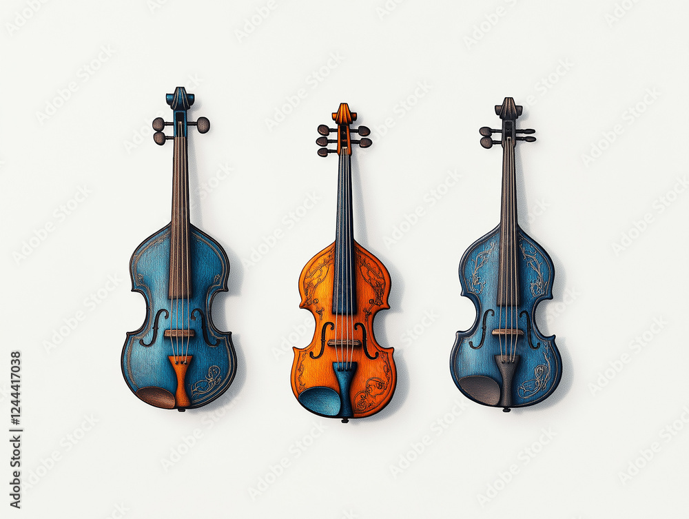 Naklejka premium Elegante, künstlerische Gitarren mit einzigartigem Design