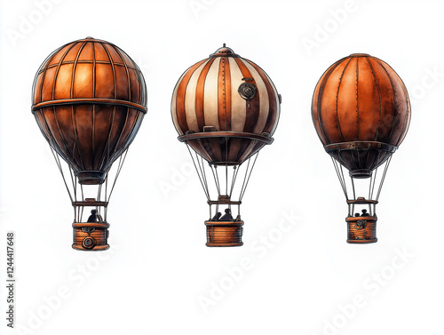 Vintage Luftballons im Steampunk-Stil, kunstvoll gestaltet

 photo