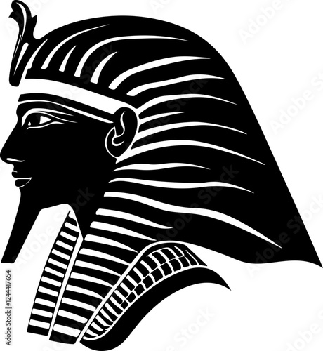 Profile Illustration of an Egyptian Pharaoh