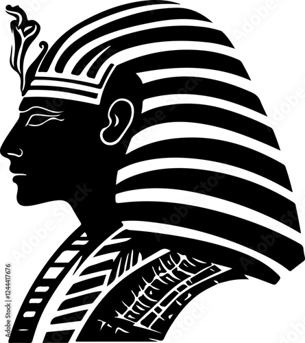 Profile Illustration of an Egyptian Pharaoh