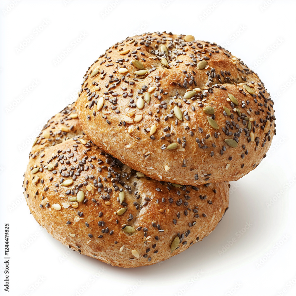 Gluten-free seed buns isolated on white background Gluten-free seed buns isolated on white background