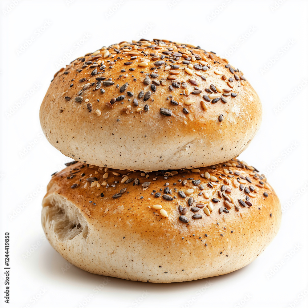 Gluten-free seed buns isolated on white background Gluten-free seed buns isolated on white background