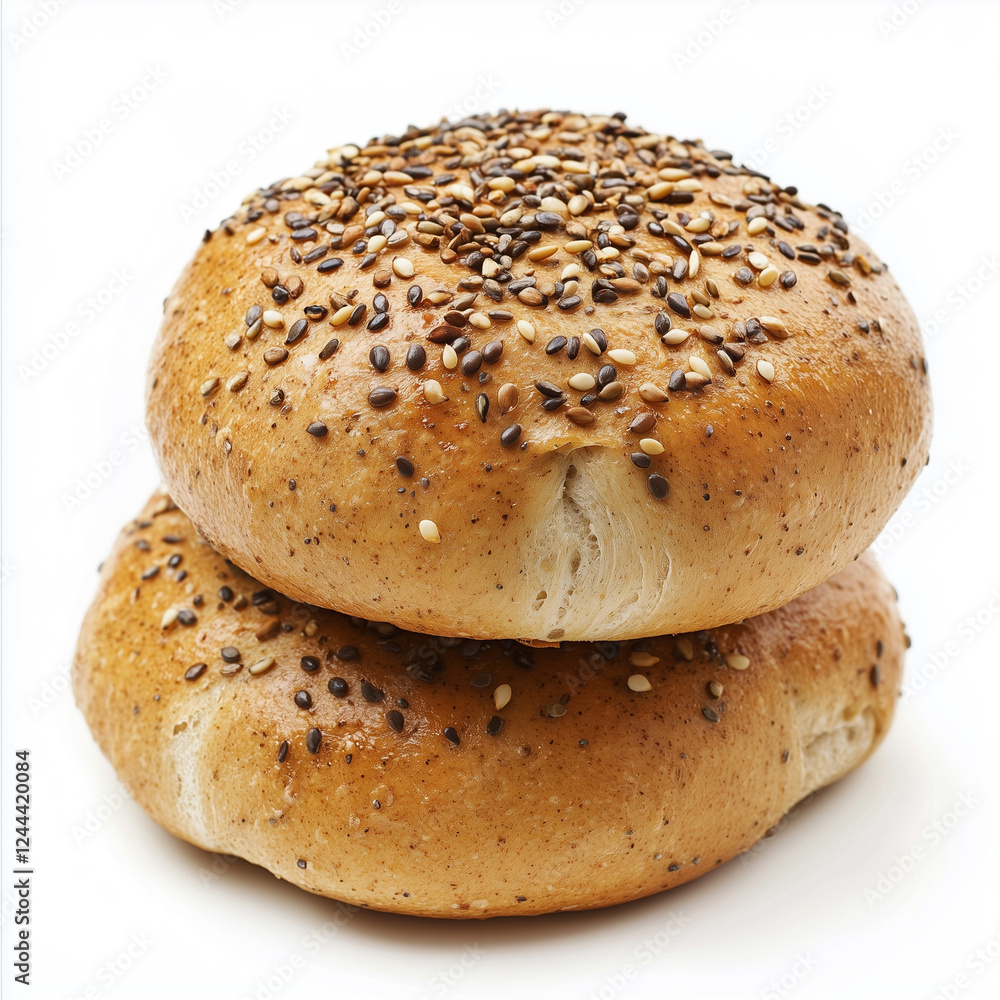 Gluten-free seed buns isolated on white background Gluten-free seed buns isolated on white background