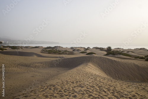 Obraz na płótnie Vast sand dunes landscape with a small figure highlighting the scale. w salonie