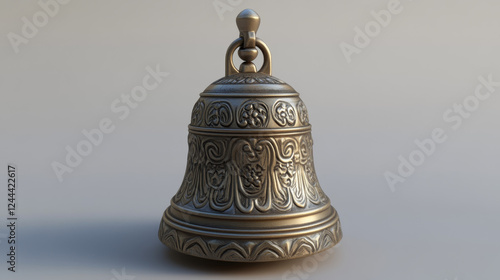 Buddhism religion icon of Tribu bell, Buddhist religious ritual vector symbol. Buddhism, Hinduism, Jainism and Tibetan Buddhist religious symbol of Tribu or Ghanta bell in Hinduistic temples photo