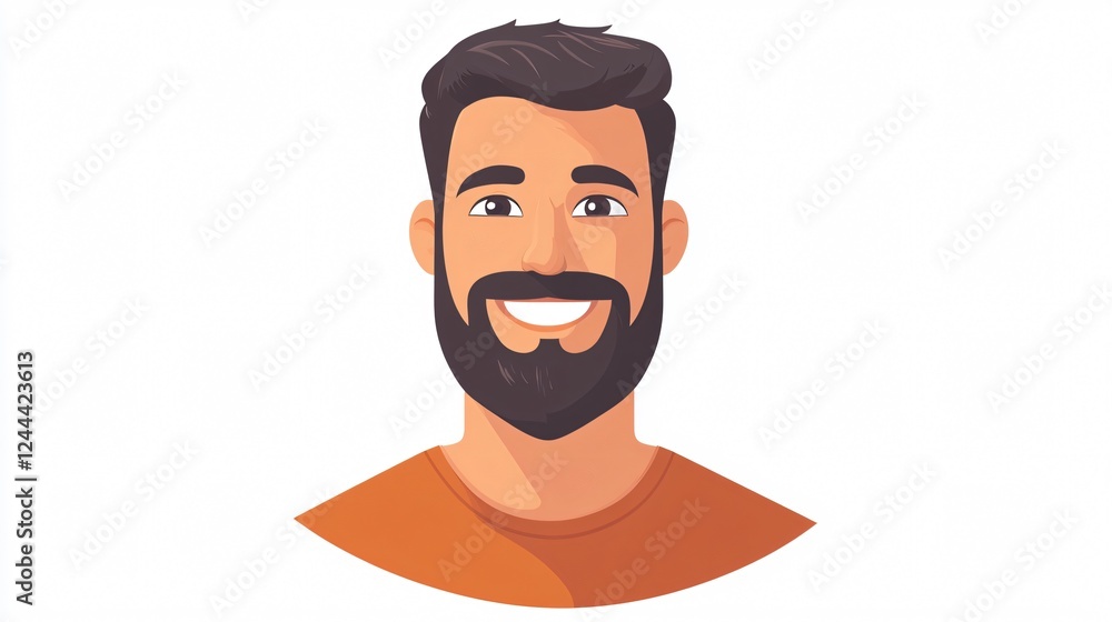 Smiling Happy Man with Beard - Flat Design Vector Illustration for Your Website or Presentation Smiling Happy Man with Beard - Flat Design Vector Illustration for Your Website or Presentation