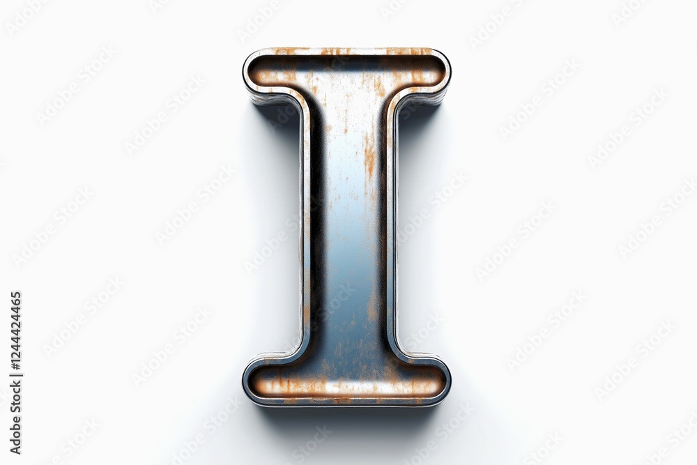 Letter I designed with new and clean metallic effect texture isolated on white background Letter I designed with new and clean metallic effect texture isolated on white background