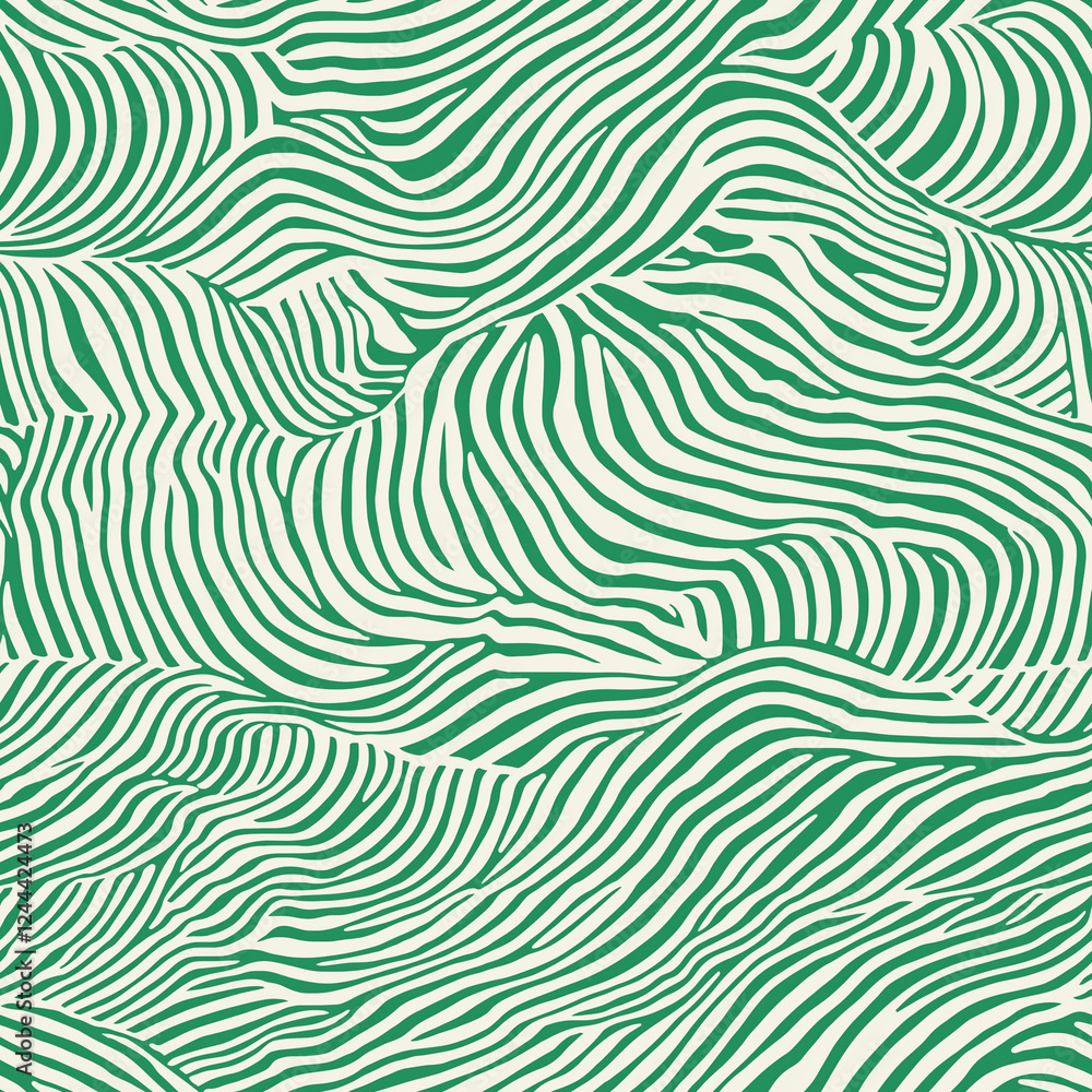 Fototapeta premium Abstract Green and White Seamless Pattern with Repeating Lines