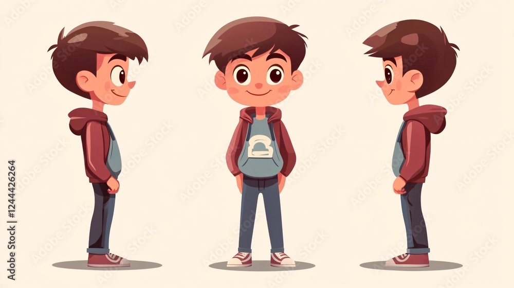Cartoon Illustration of a Cute Little Boy for Children's Books, Educational Materials, and Design Projects Cartoon Illustration of a Cute Little Boy for Children's Books, Educational Materials, and Design Projects